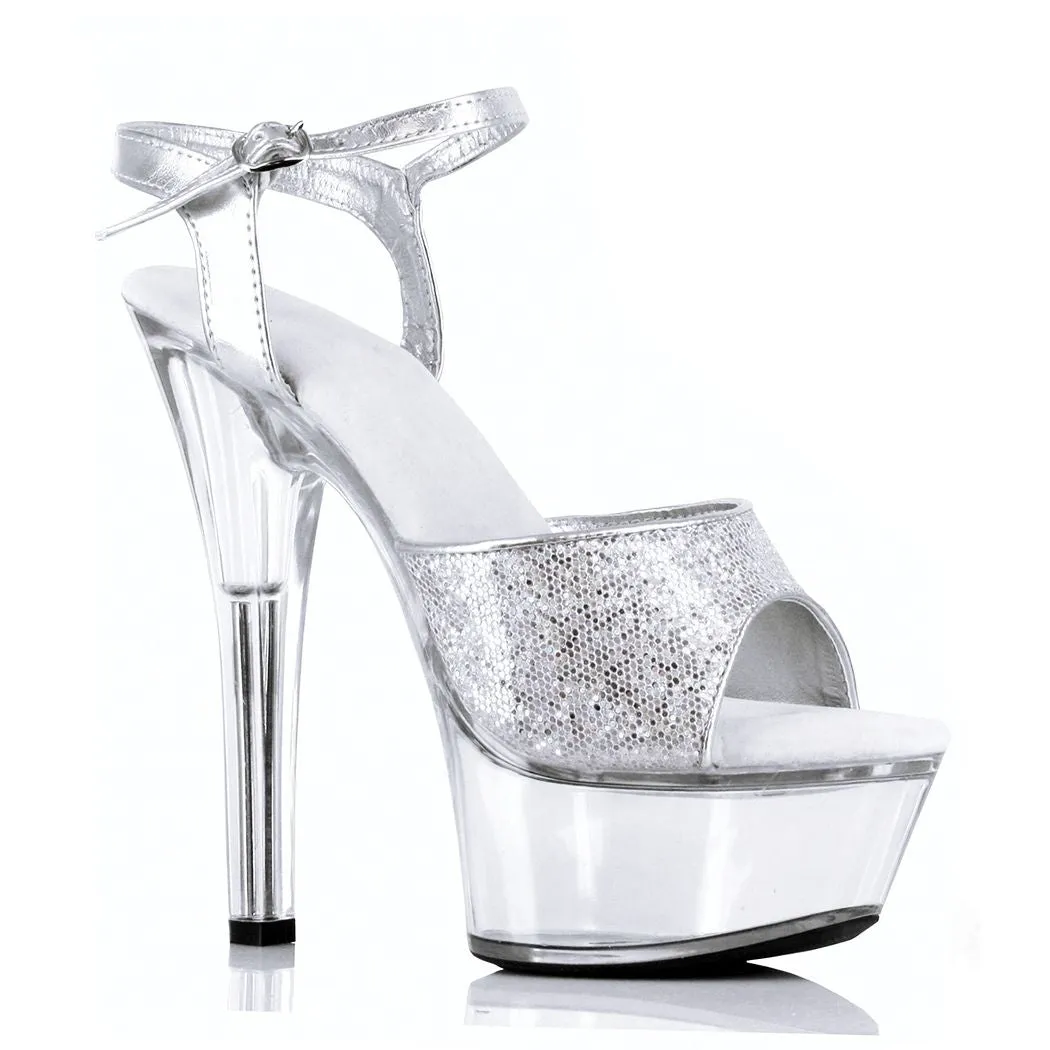 6" Glitter Stiletto Clear Platform (ES601-Juliet-G)