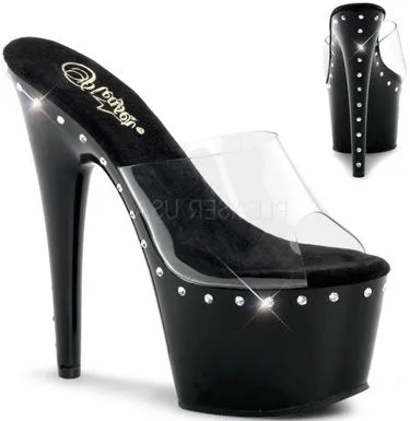 7" Stiletto Platform Slide with Rhinestone Accents (ADORE-701LS)