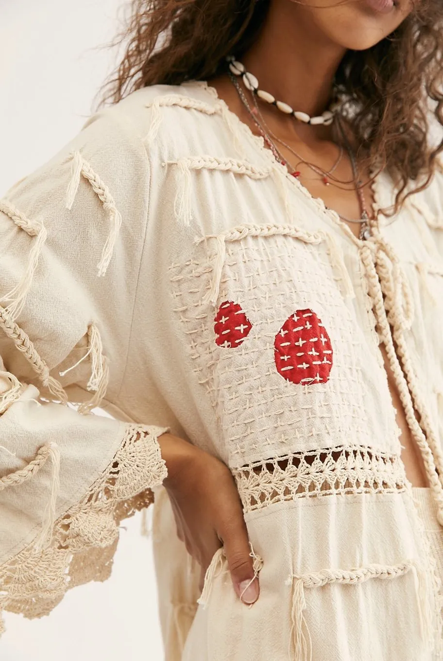 Amelia Crochet Fringe Kimono X FREE PEOPLE