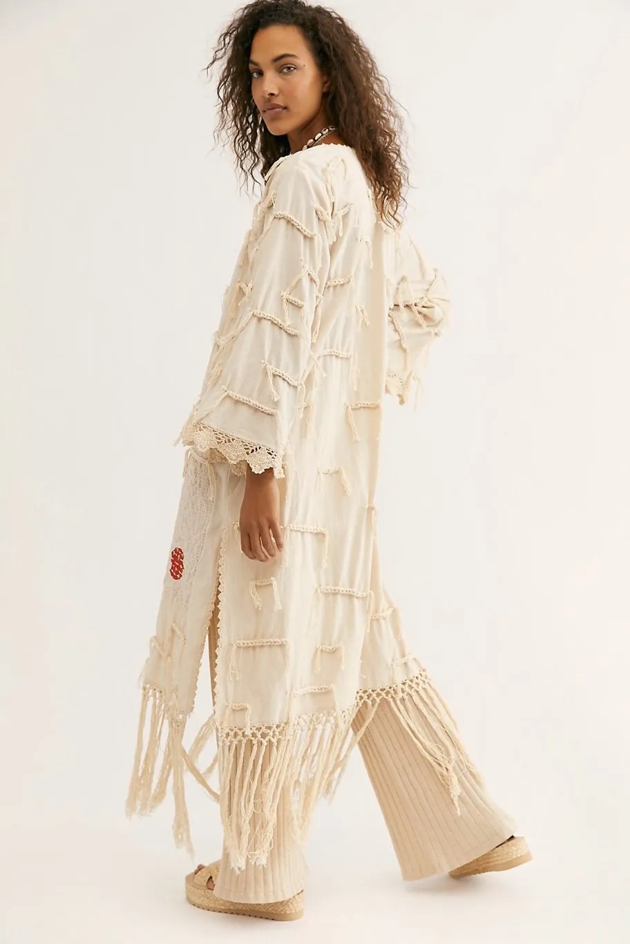 Amelia Crochet Fringe Kimono X FREE PEOPLE