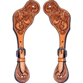 Bar H Equine Vintage Classic Floral Leather Spur Straps