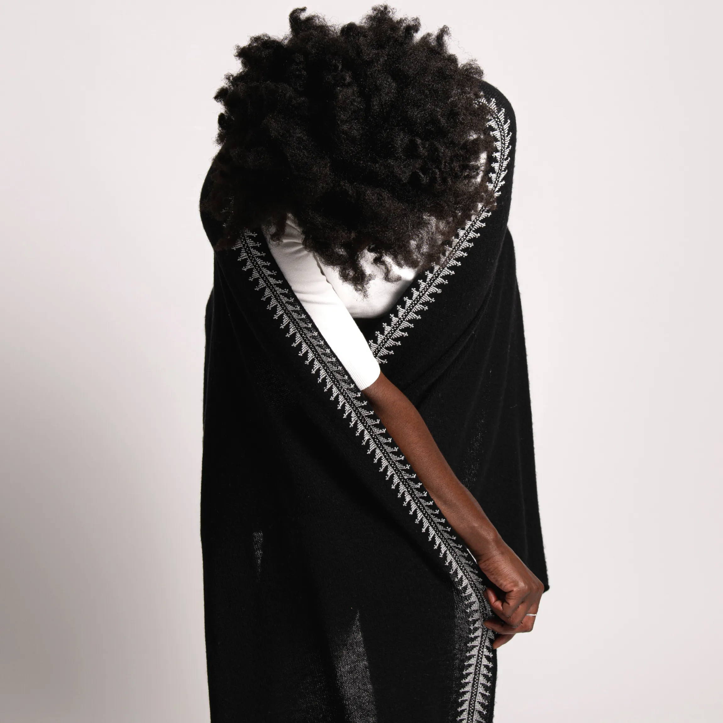 Black Cashmere Shawl White Mary Magdalene