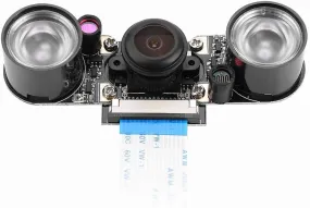 Camera Module, Adjustable Lens 500 Million Pixels Sensor for Raspberry Pi 3/2/B Wide Angle Fisheye Lens with Fill Light