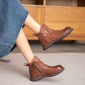 Casual Boots For Women Leather Handmade Soft Ankle Booties Brown/Black/Gray