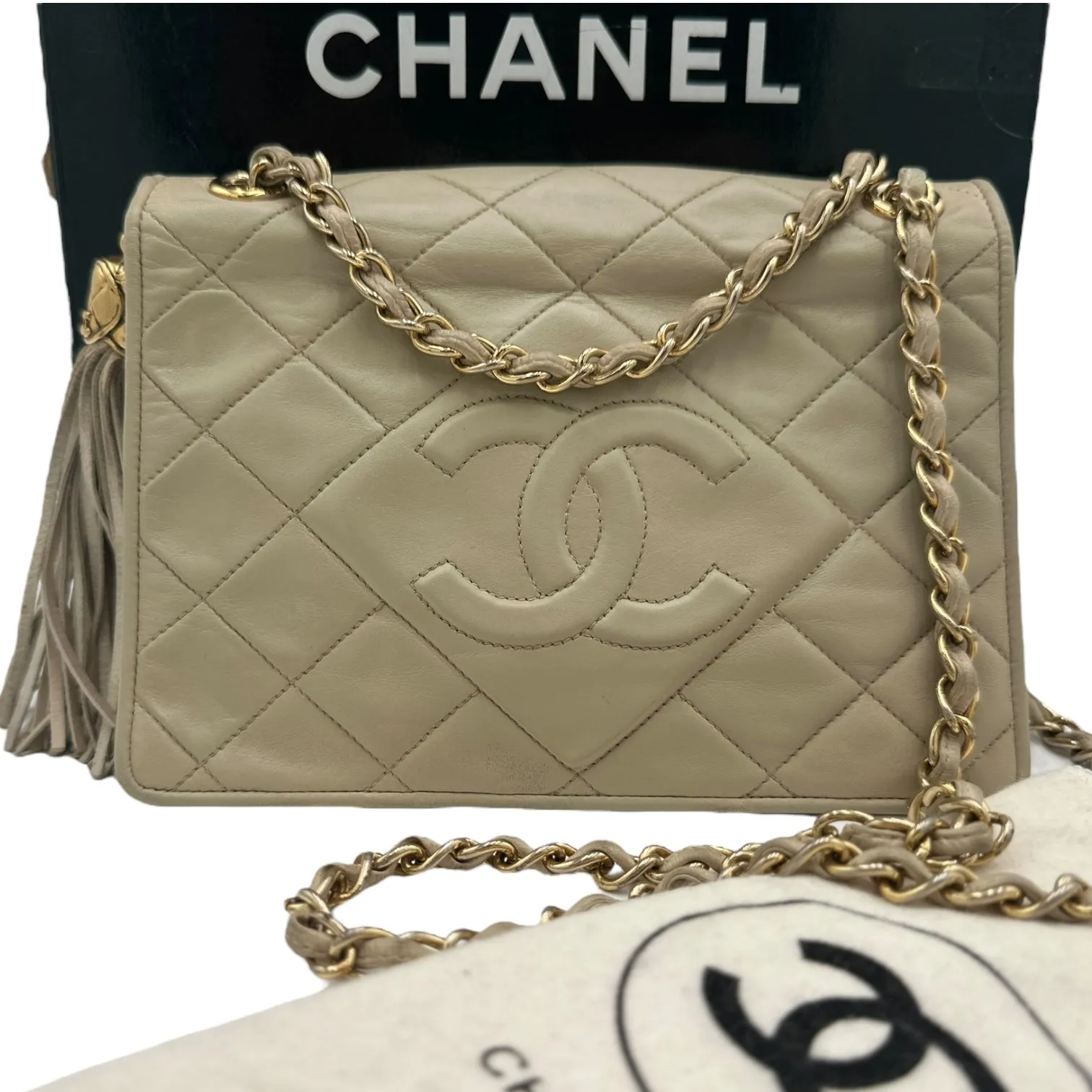 CHANEL Lambskin CC in Diamonds Tassel Bag