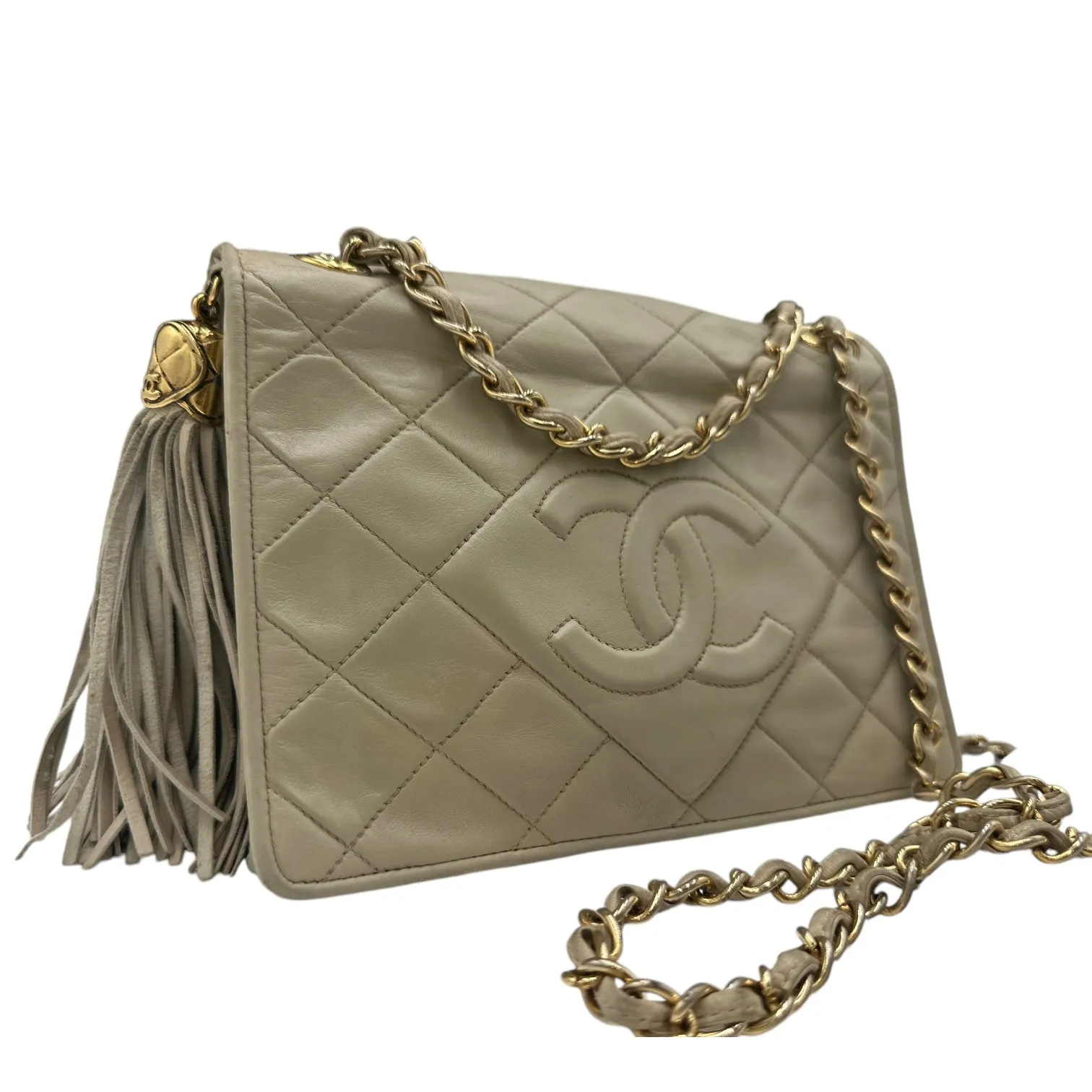 CHANEL Lambskin CC in Diamonds Tassel Bag