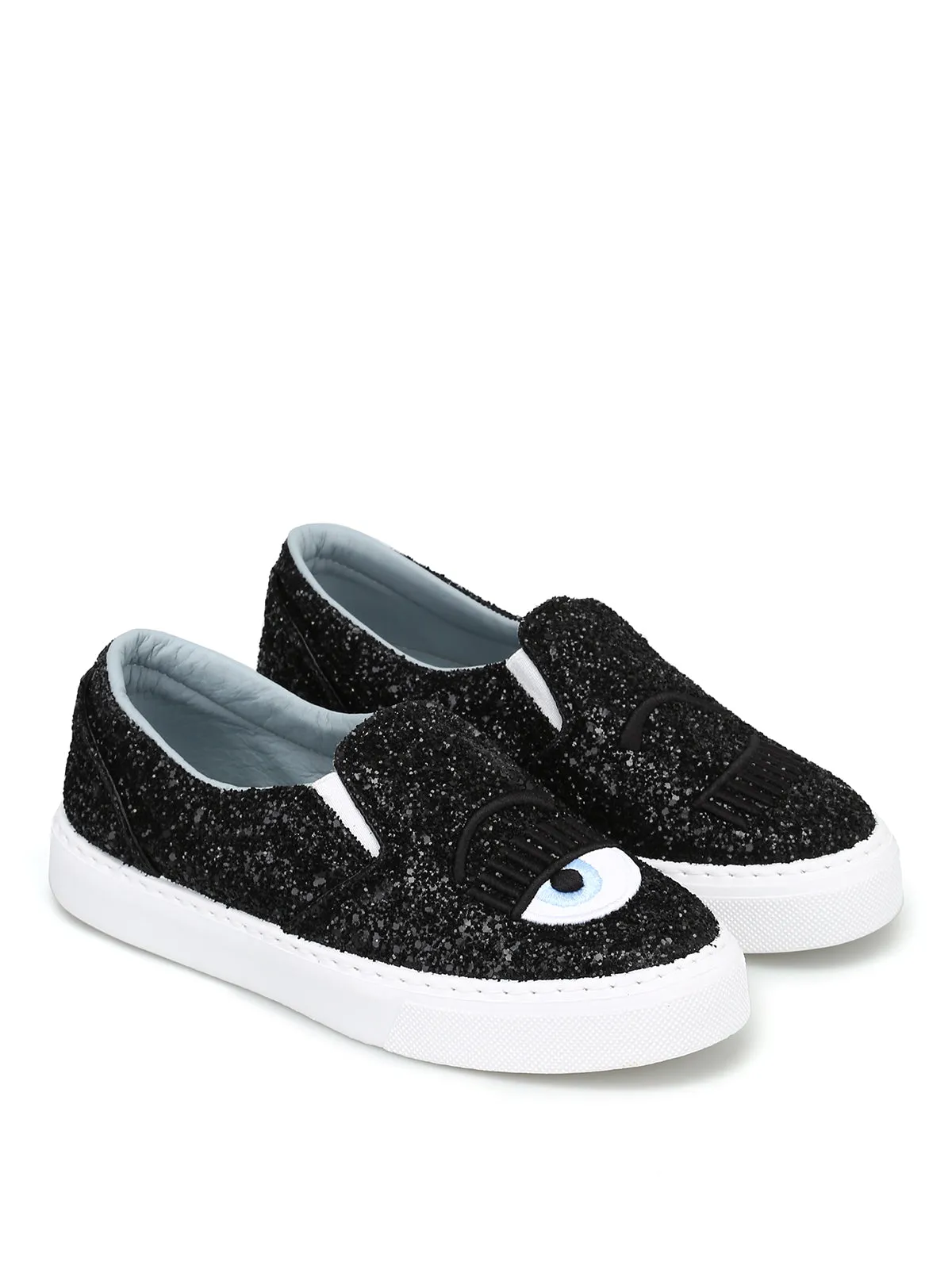 Chiara Ferragni Women's Flirting Glitter Nero Black Slip On Sneakers