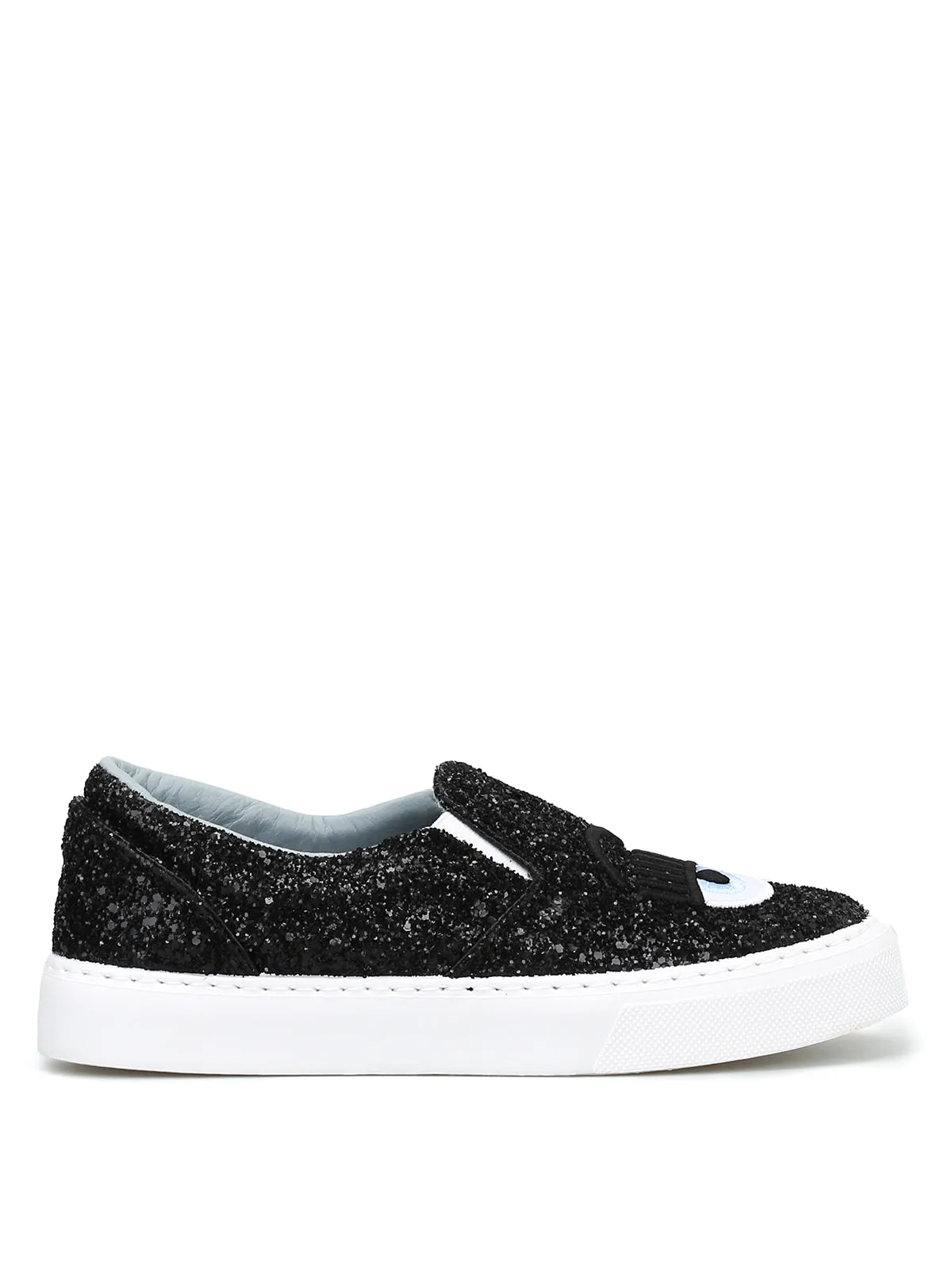 Chiara Ferragni Women's Flirting Glitter Nero Black Slip On Sneakers