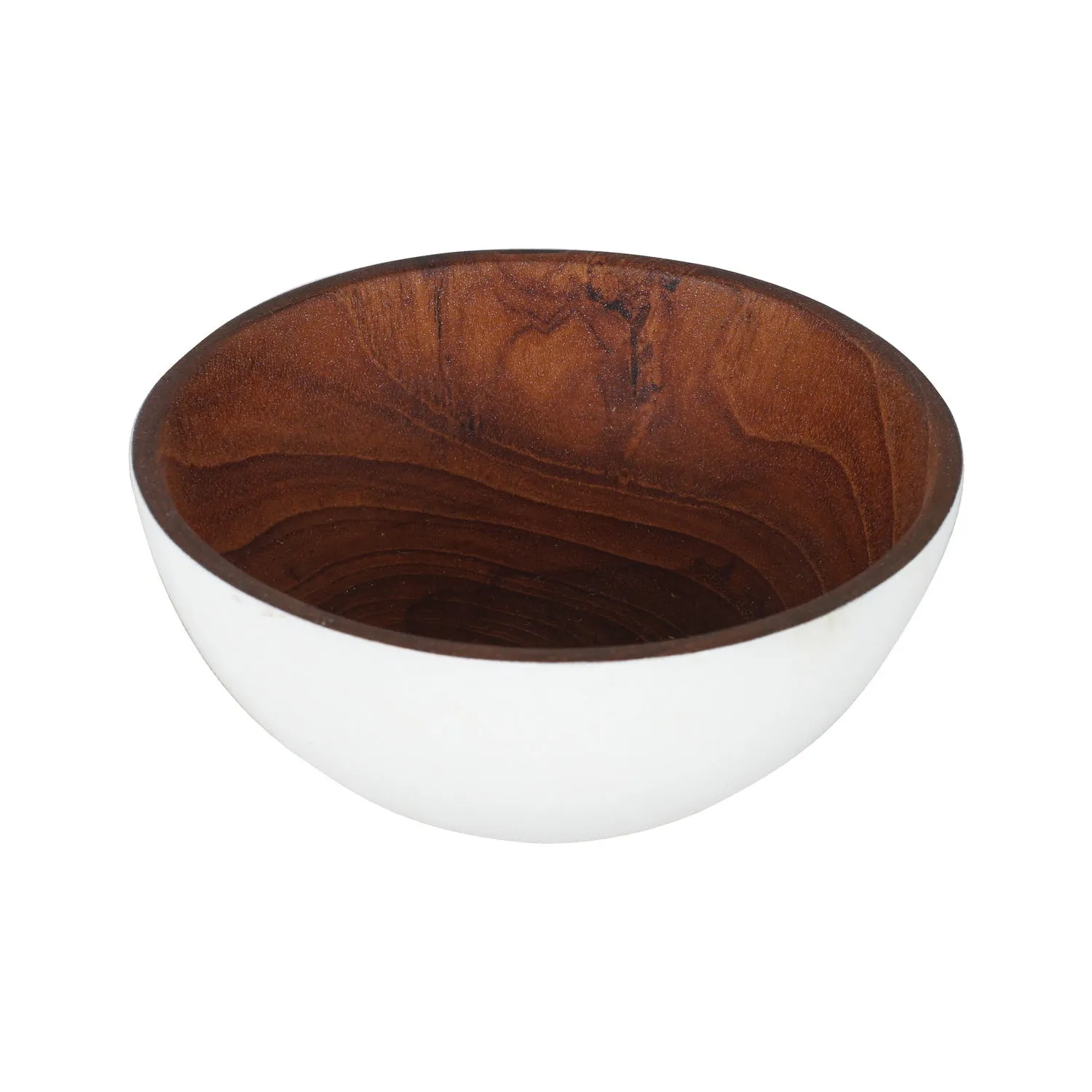 Chico Teak Bowl with White Exterior