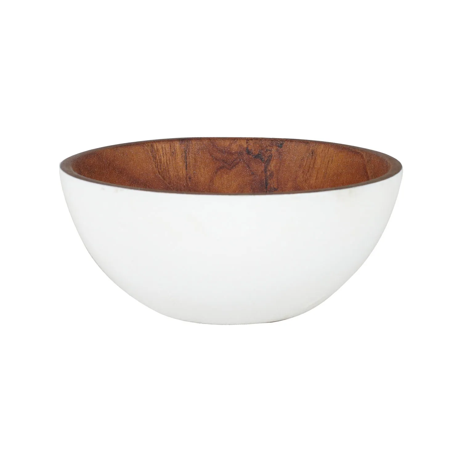 Chico Teak Bowl with White Exterior