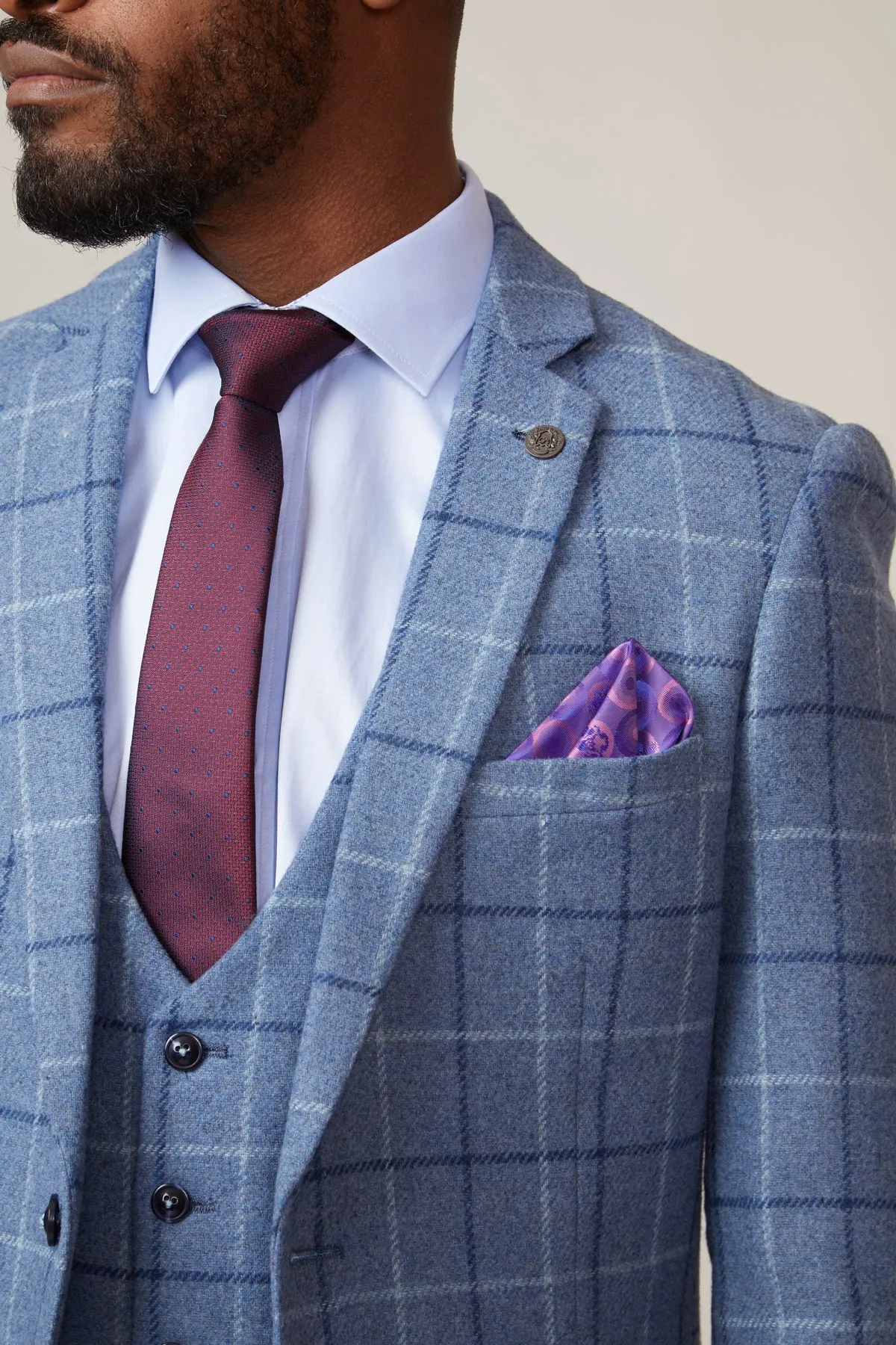 CLINTON - Blue Tweed Check Blazer