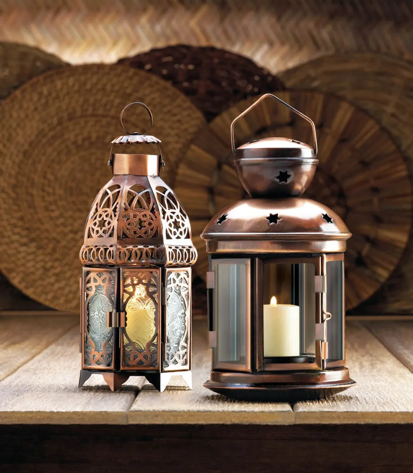 Copper Moroccan Candle Lamp