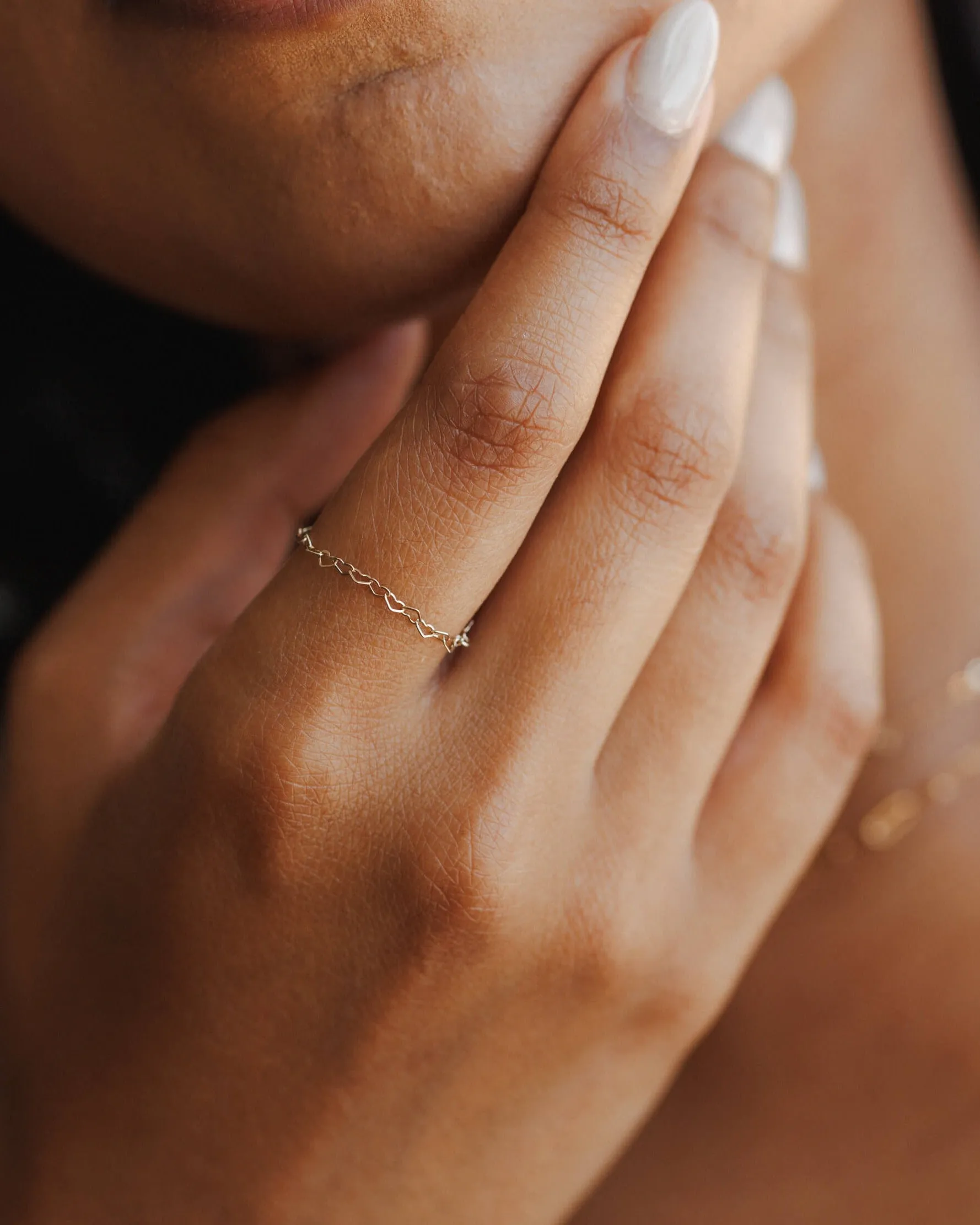 Dainty Heart Chain Ring