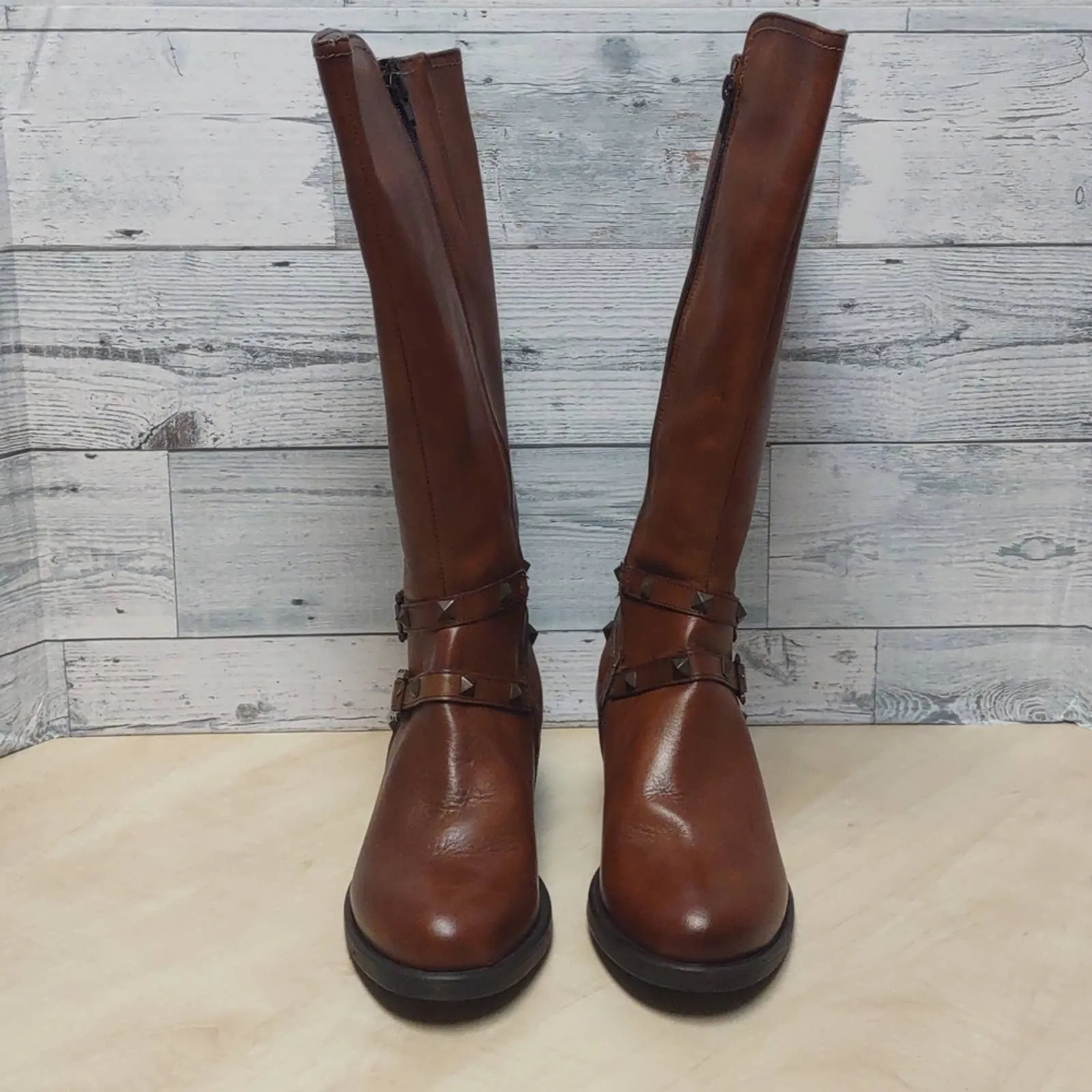 David Tate Novita Knee High Leather Boots Brown