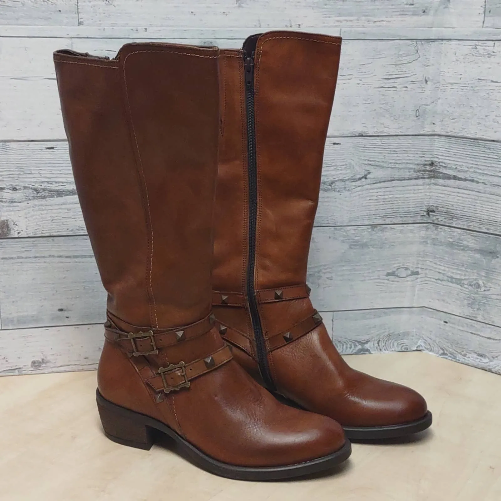 David Tate Novita Knee High Leather Boots Brown