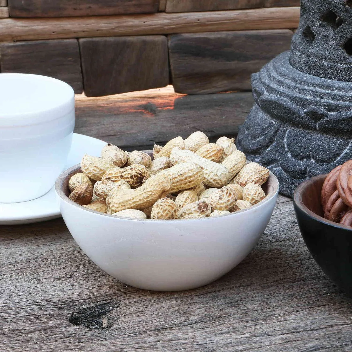 Dogma Teak Bowl with White Exterior