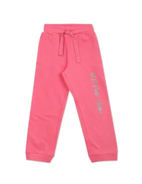 Drawstring Waist Glitter Logo Joggers