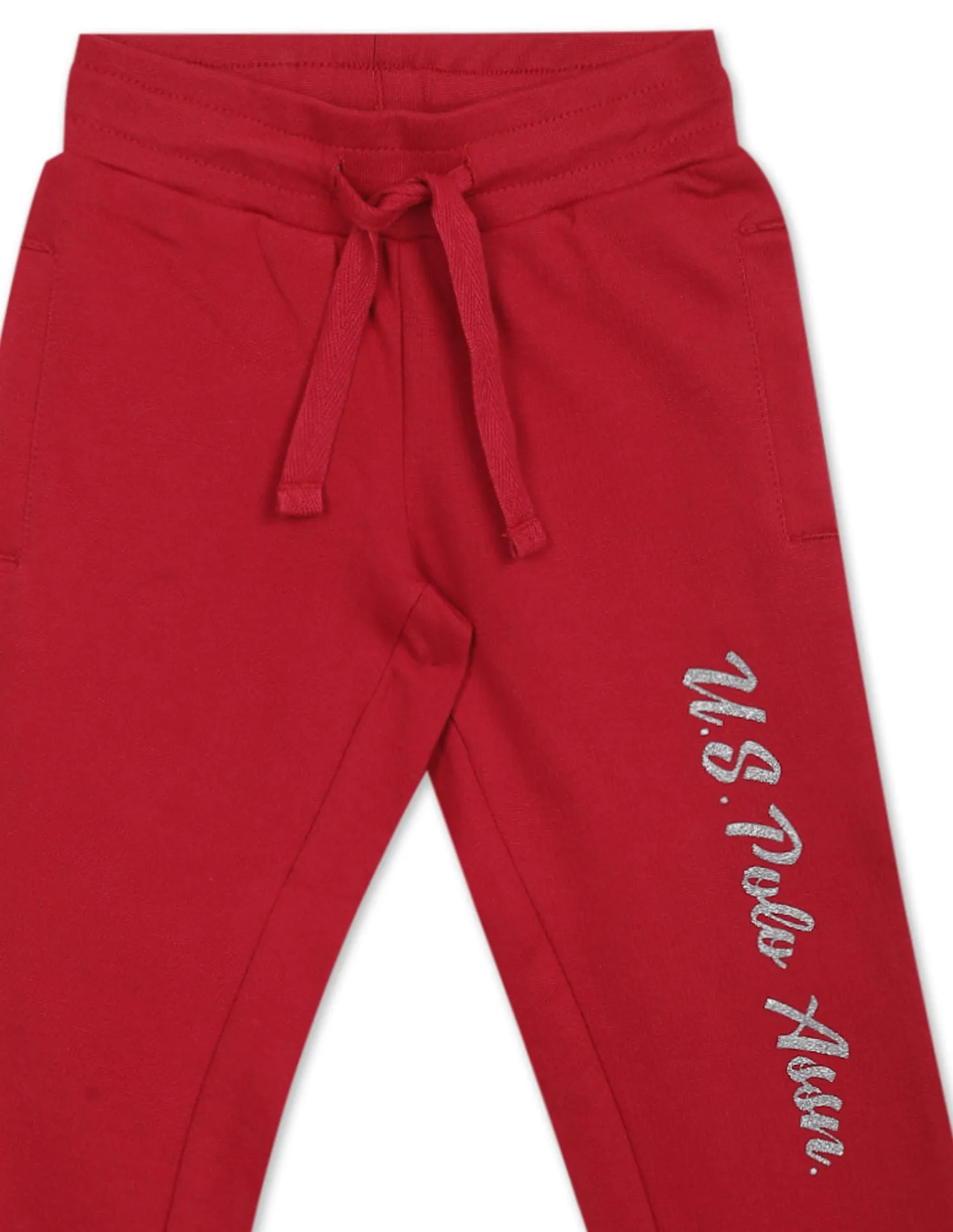 Drawstring Waist Glitter Logo Joggers