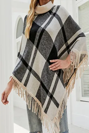 elveswallet Plain High Neck Tassel Cloak Shawl