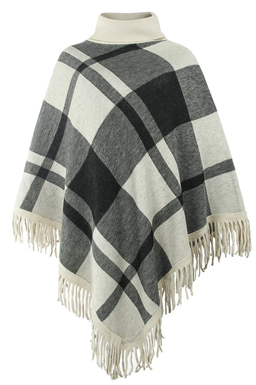 elveswallet Plain High Neck Tassel Cloak Shawl