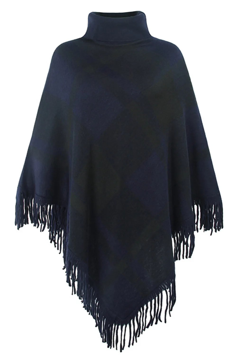 elveswallet Plain High Neck Tassel Cloak Shawl