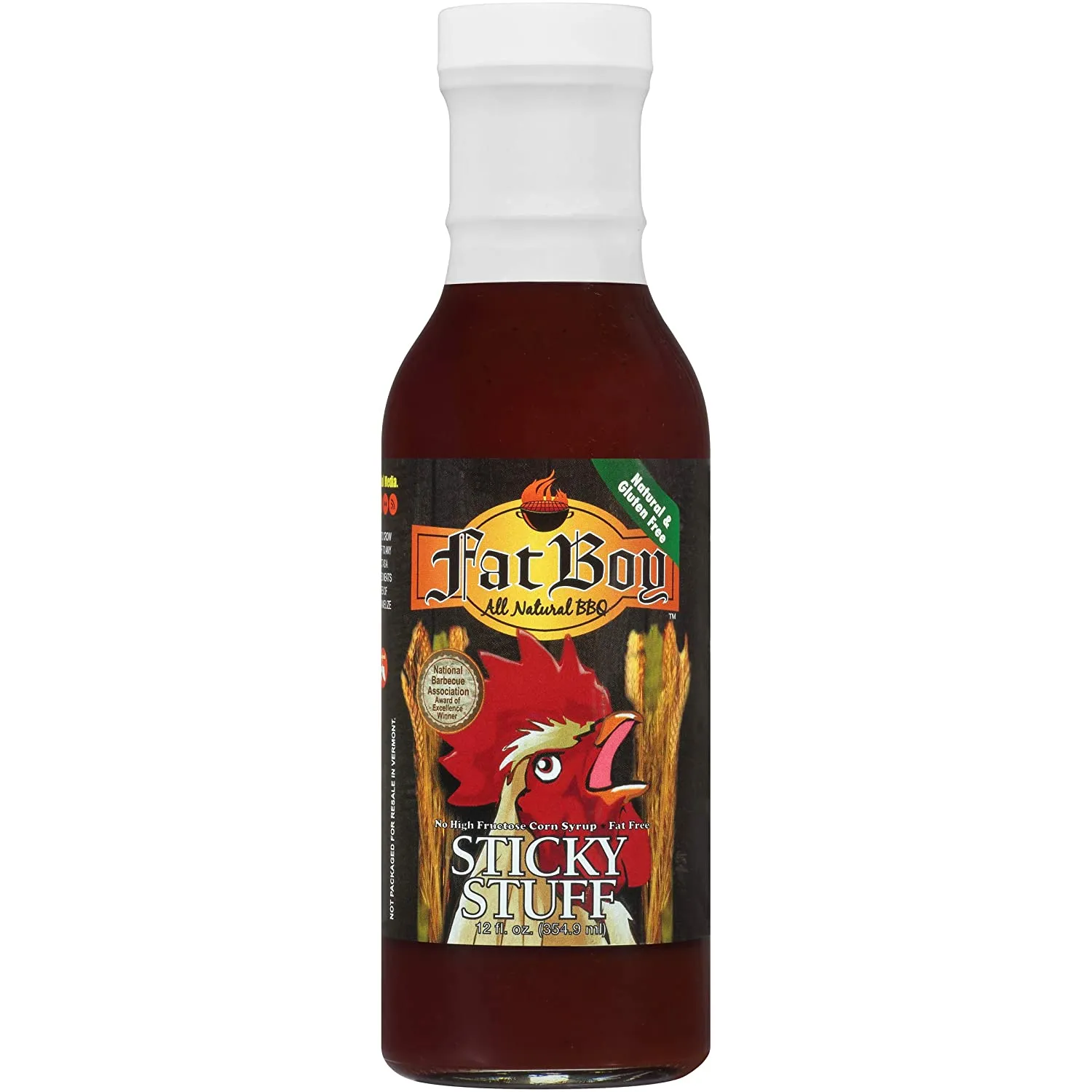 Fat Boy All Natural BBQ Sticky Stuff BBQ Sauce 12 oz Bottle Gluten Free 00078