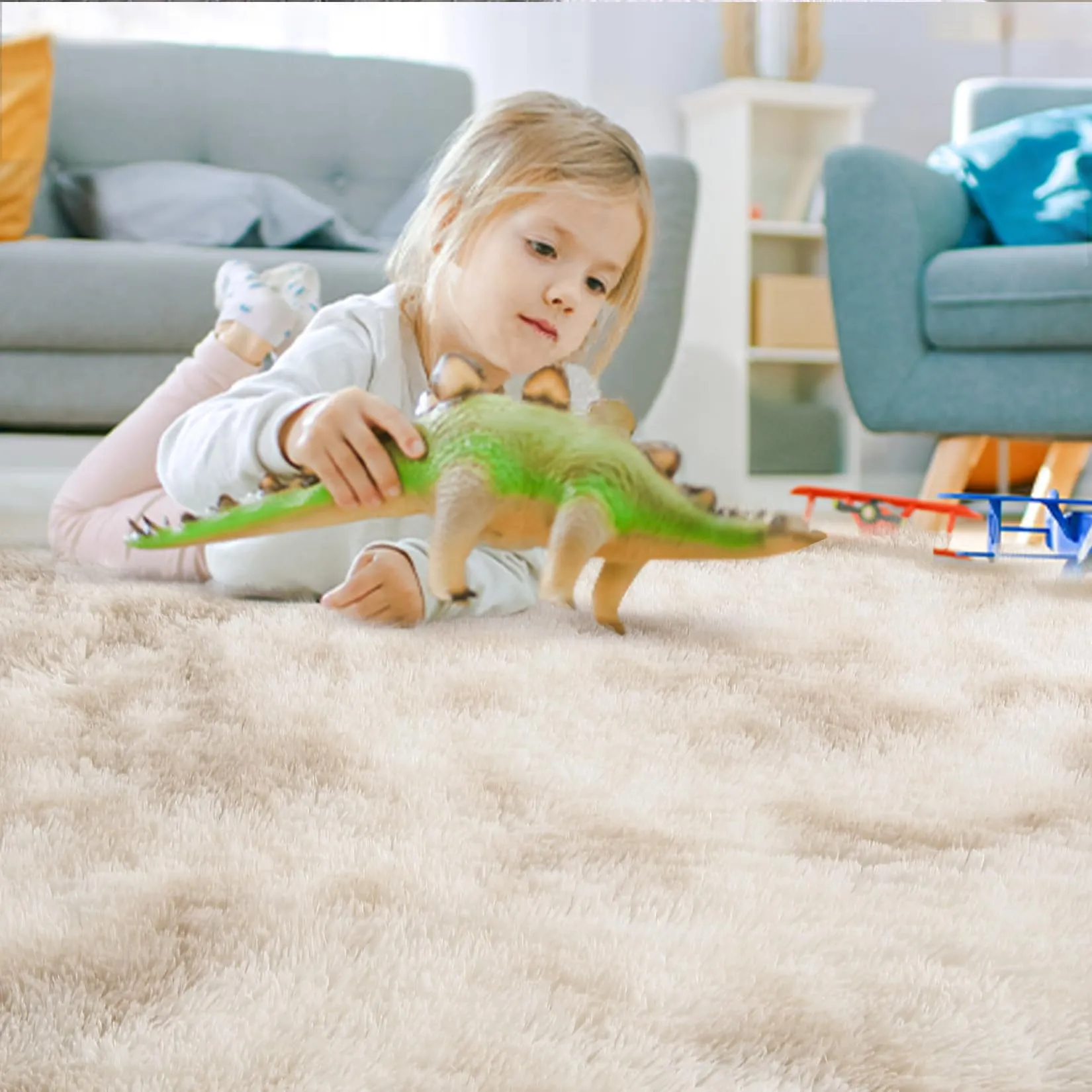 GARVEE 10x13 Fluffy Area Rugs Extra Large Shaggy Rug for Living Room, Tie-Dyed Fuzzy Shag Fur Rug for Nursery Room Modern Non Shedding Plush Furry Accent Rug for Home Floor Carpet, Beige/Taupe