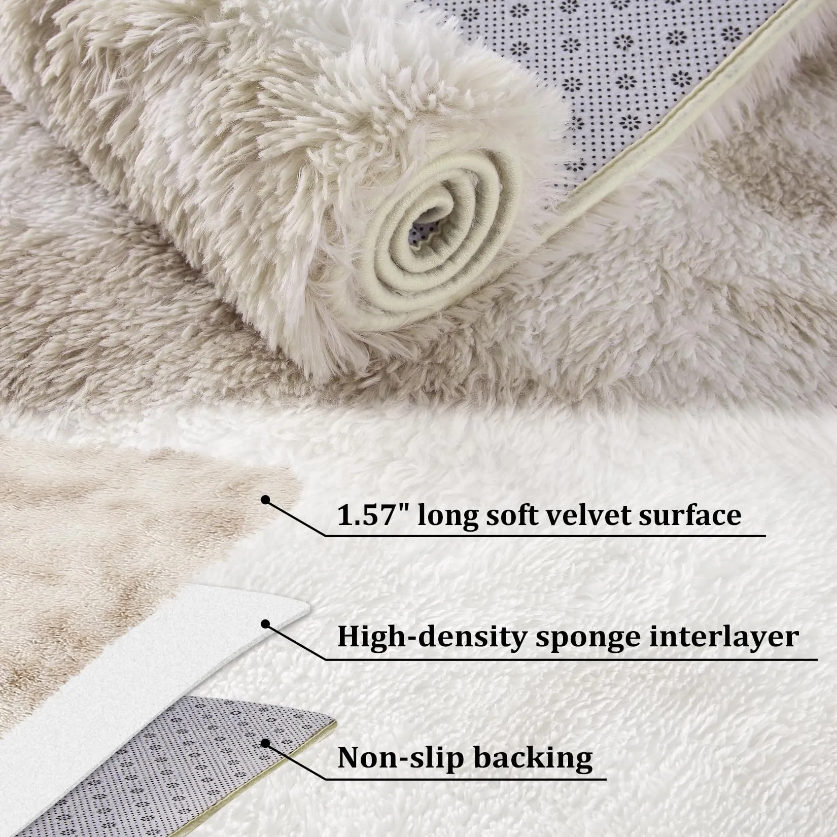 GARVEE 10x13 Fluffy Area Rugs Extra Large Shaggy Rug for Living Room, Tie-Dyed Fuzzy Shag Fur Rug for Nursery Room Modern Non Shedding Plush Furry Accent Rug for Home Floor Carpet, Beige/Taupe