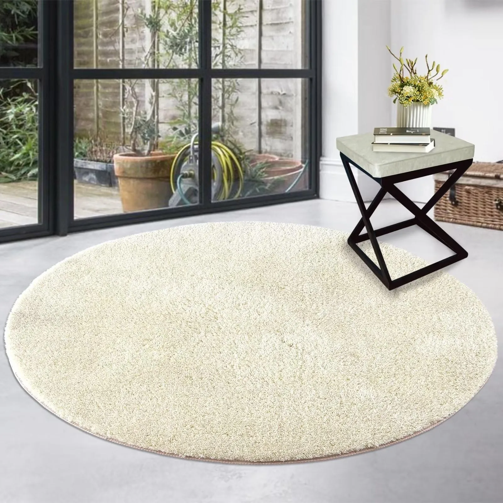 GARVEE 4x4 Rugs for Living Room Bathroom Mat Easy Care Mats Indoor Floor Soft Carpet for Bedroom Decor Kitchen Mat,Beige