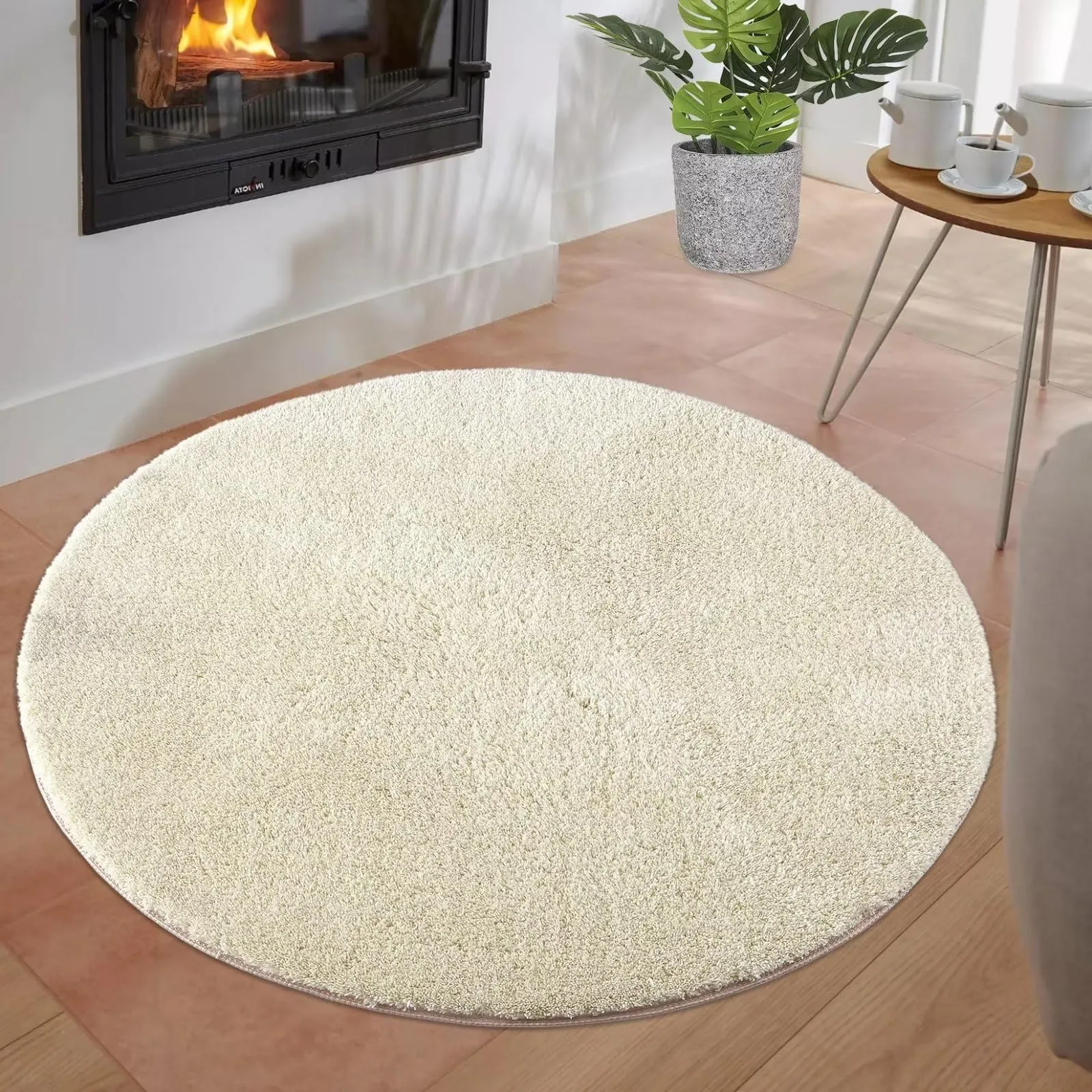 GARVEE 4x4 Rugs for Living Room Bathroom Mat Easy Care Mats Indoor Floor Soft Carpet for Bedroom Decor Kitchen Mat,Beige