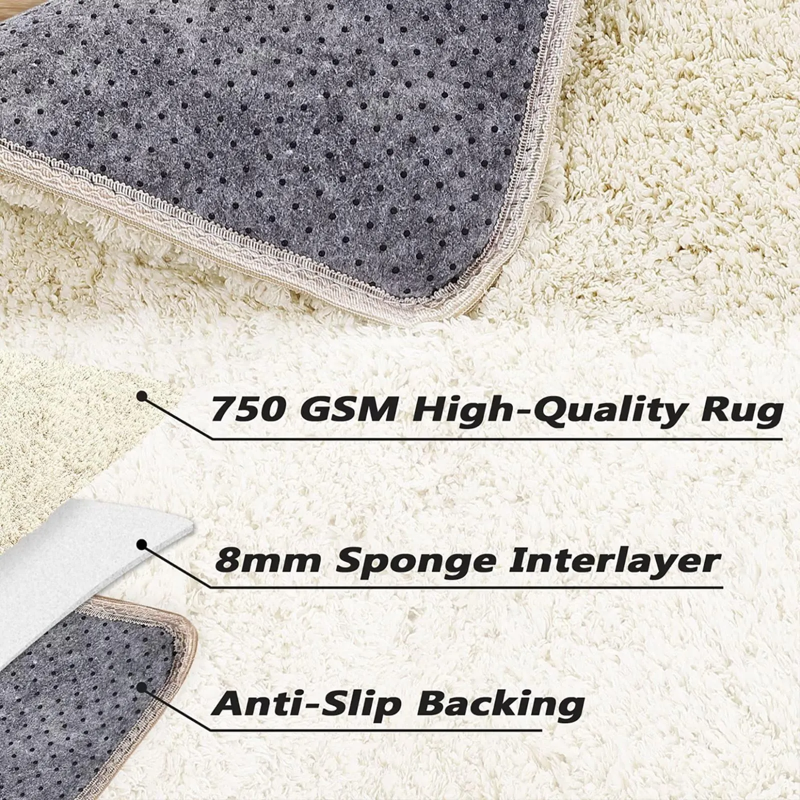 GARVEE 4x4 Rugs for Living Room Bathroom Mat Easy Care Mats Indoor Floor Soft Carpet for Bedroom Decor Kitchen Mat,Beige