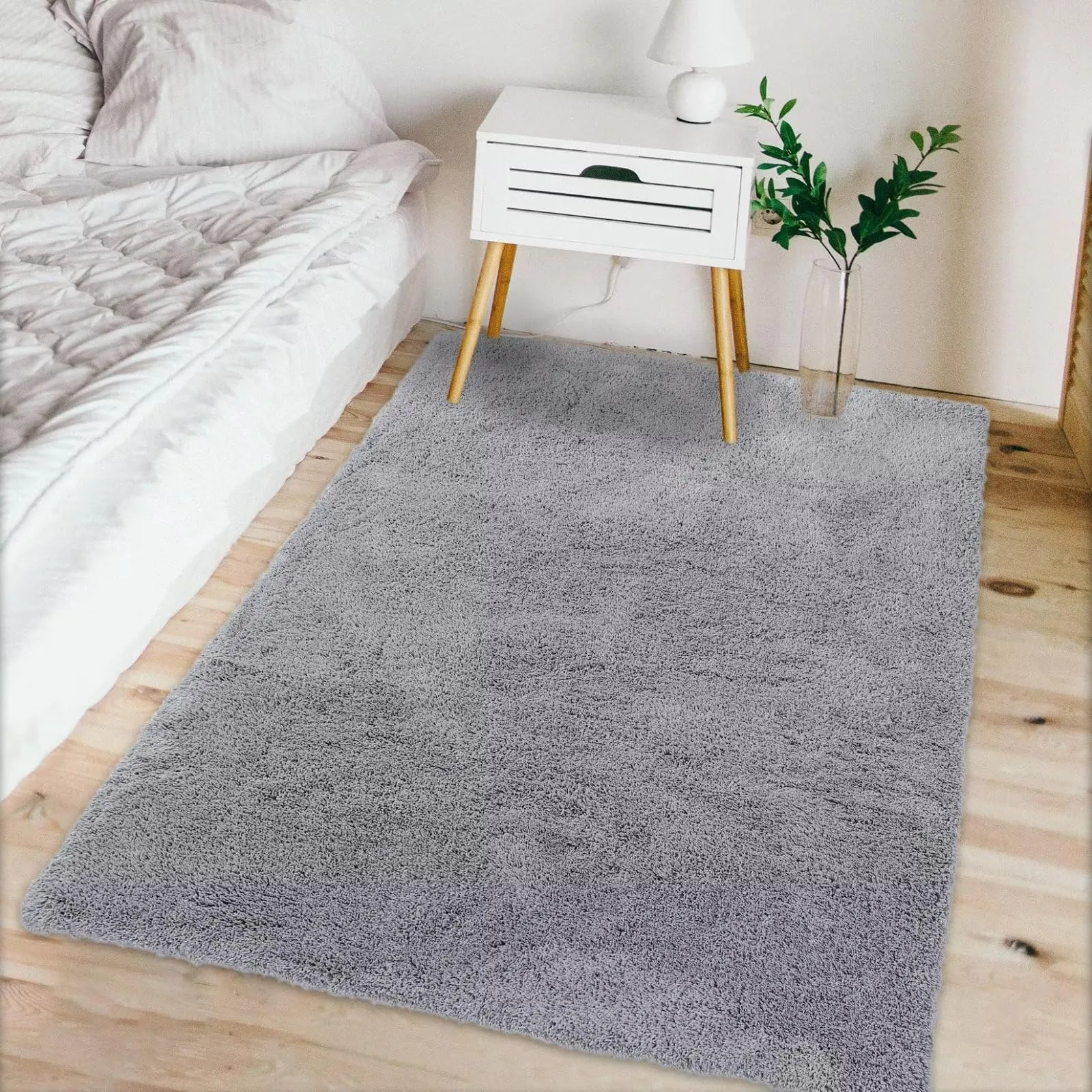 GARVEE 5x8 Rugs for Living Room Hallway Rug Fuzzy Rug Easy Care Mats Indoor Floor Soft Carpet Solid Accent for Bedroom Decor,Grey