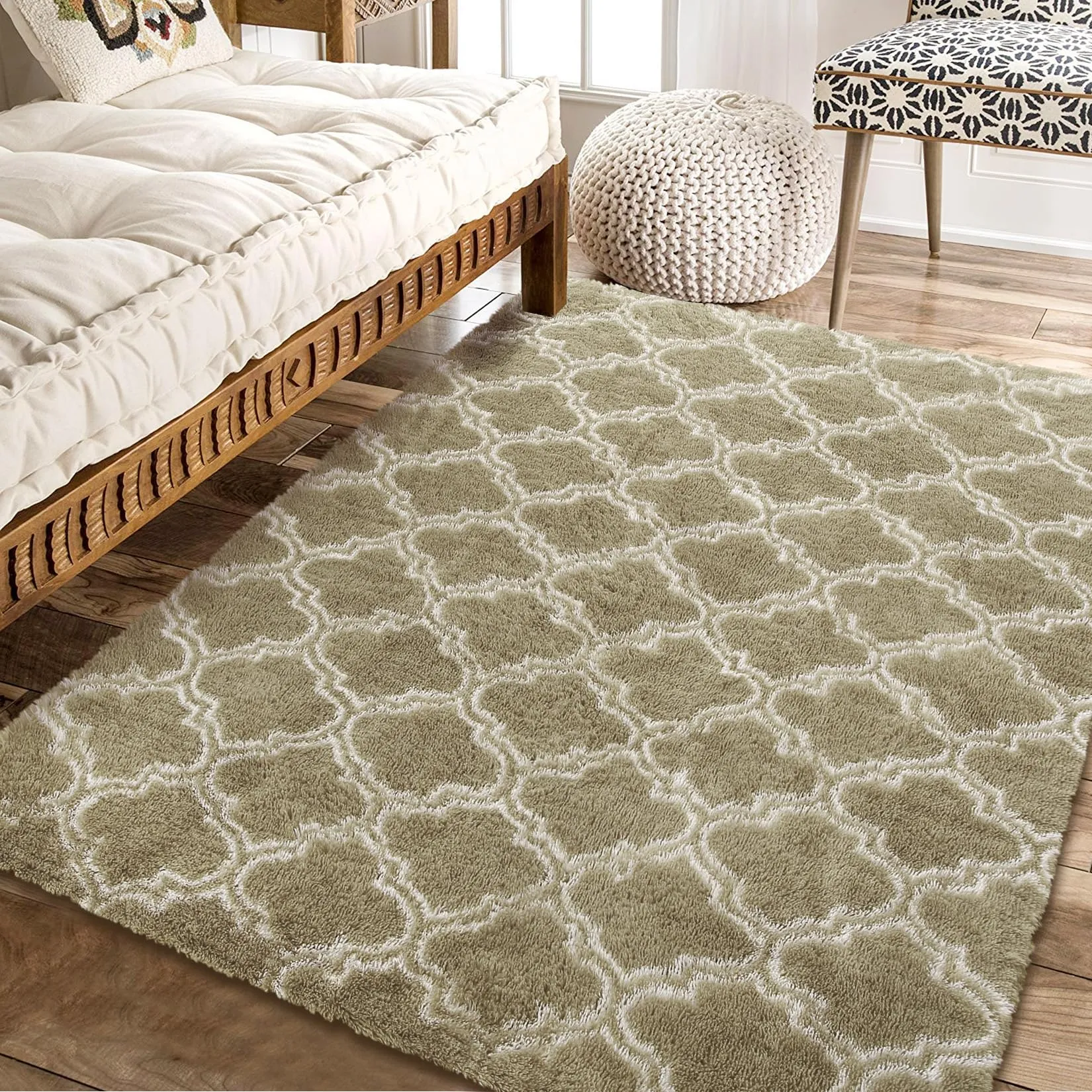 GARVEE 8x10 Rug for Living Room Rug Shaggy Rug Kids Rug Plush Rug Geometic Carpet Moroccan Rug for Bedroom Fluffy Rug Bedside Rug Soft Shag Rug Non Skid Modern Large Area Rug Nursery Rug 8'x10'