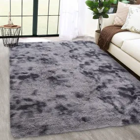 GARVEE 9x12 Fluffy Area Rugs or Bedroom Furry Rug for Living Room, Fuzzy Shag Fur Rug for Nursery Room Tie-Dyed Non-Skid Plush Throw Rug Shaggy Accent Rug for Indoor Home Floor Carpet, Dark Grey