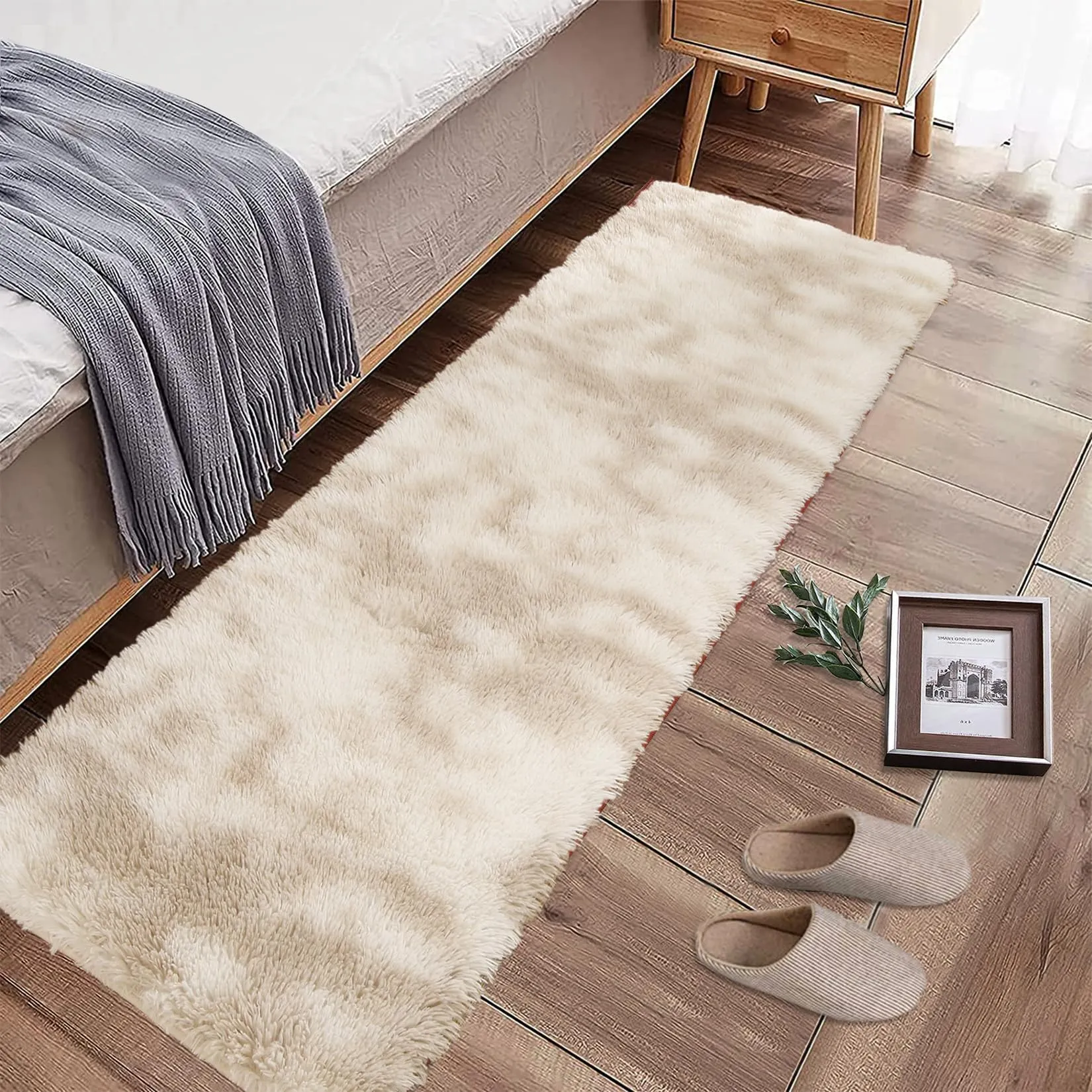 GARVEE Area Rug 2x6 Runner Rug Fuzzy Rug Hallway Mats for Living Room Bedroom Rug Fuzzy Rug Non-Slip Kitchen Rug Plush Rug,Coffee