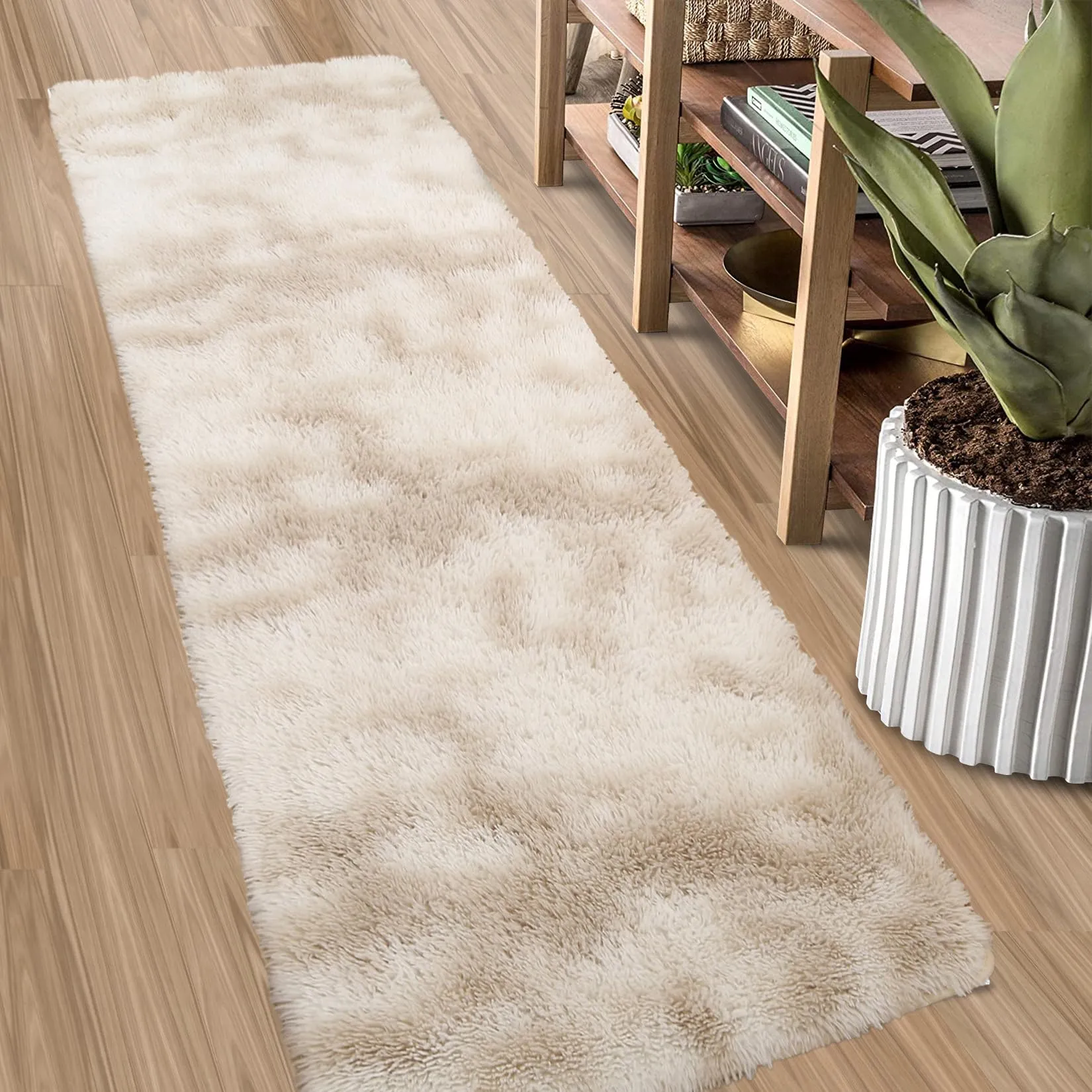 GARVEE Area Rug 2x6 Runner Rug Fuzzy Rug Hallway Mats for Living Room Bedroom Rug Fuzzy Rug Non-Slip Kitchen Rug Plush Rug,Coffee