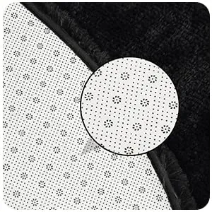 GARVEE Area Rug 47x47 Fuzzy Rug Hallway Mats for Living Room Bedroom Rug Fuzzy Rug Non-Slip Kitchen Rug Plush Rug,Round,Black