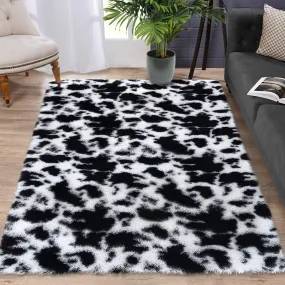 GARVEE Area Rug 8x10 Soft Fluffy Area Rug for Living Room Bedroom Black White Plush Shag Rugs Fuzzy Shaggy Accent Carpets for Kids Room Nursery Non-Skid Modern Tie-Dyed Faux Fur Rugs Dorm Home Decor