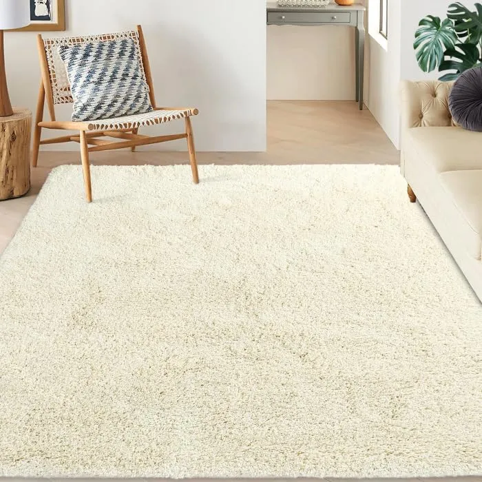 GARVEE Area Rug for Bedroom Living Room Rugs Non-Slip 3x5 Carpet Plush Rug for Living Room Non-Shedding Mats Fuzzy Rug,Solid,Beige