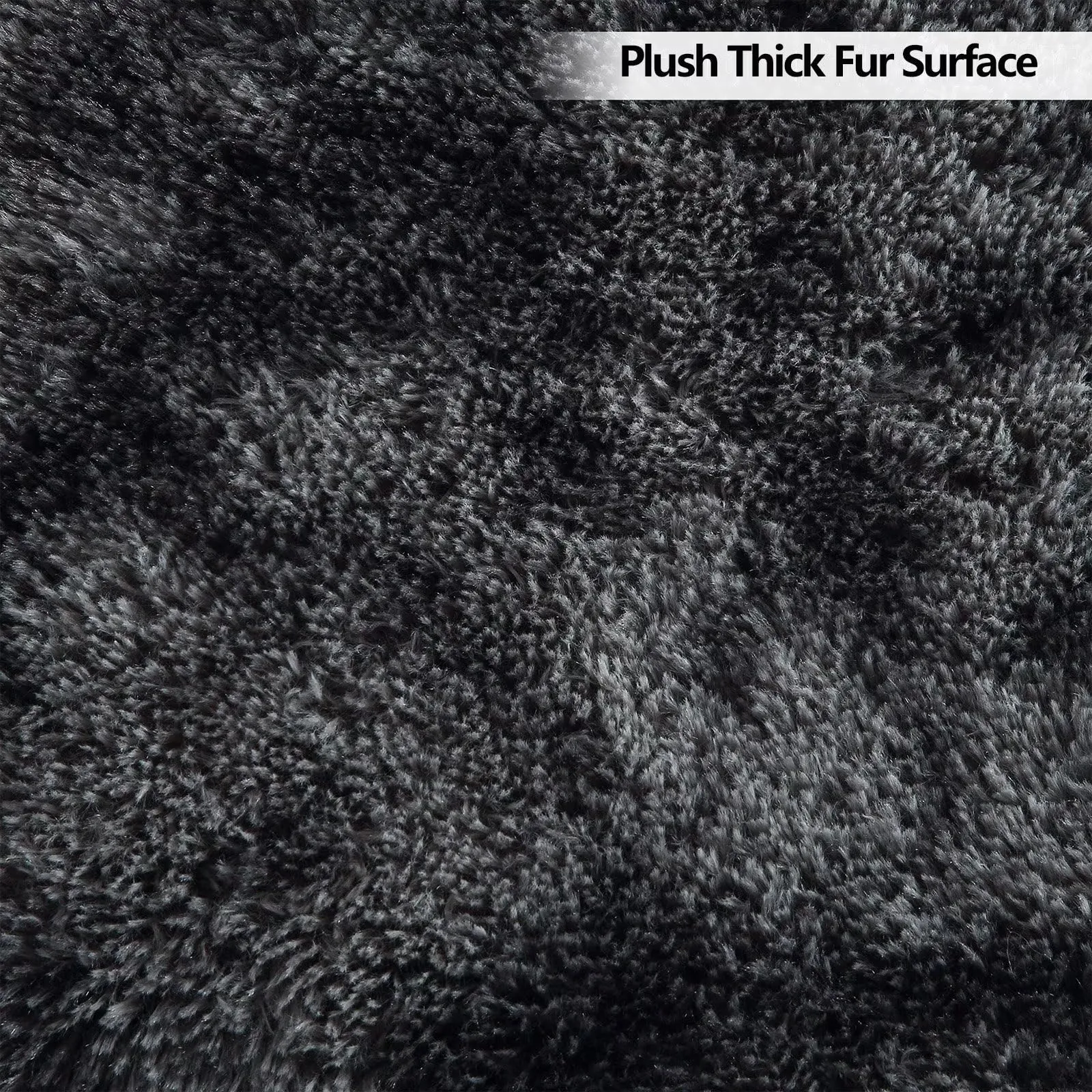 GARVEE Fluffy Area Rug 8x10 Faux Fur Rugs Non-Shedding Carpet for Bedroom, Soft Shaggy Rug Anti-Slip Floor Cover Fuzzy Rugs for Kids Playroom Classroom Dining Room Decor, Black Grey