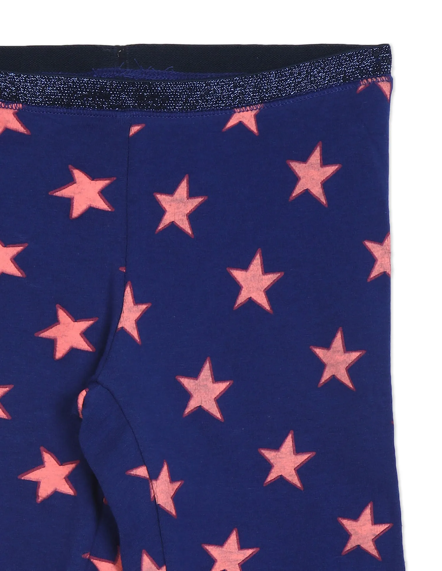 Glitter Waistband Star Print Leggings