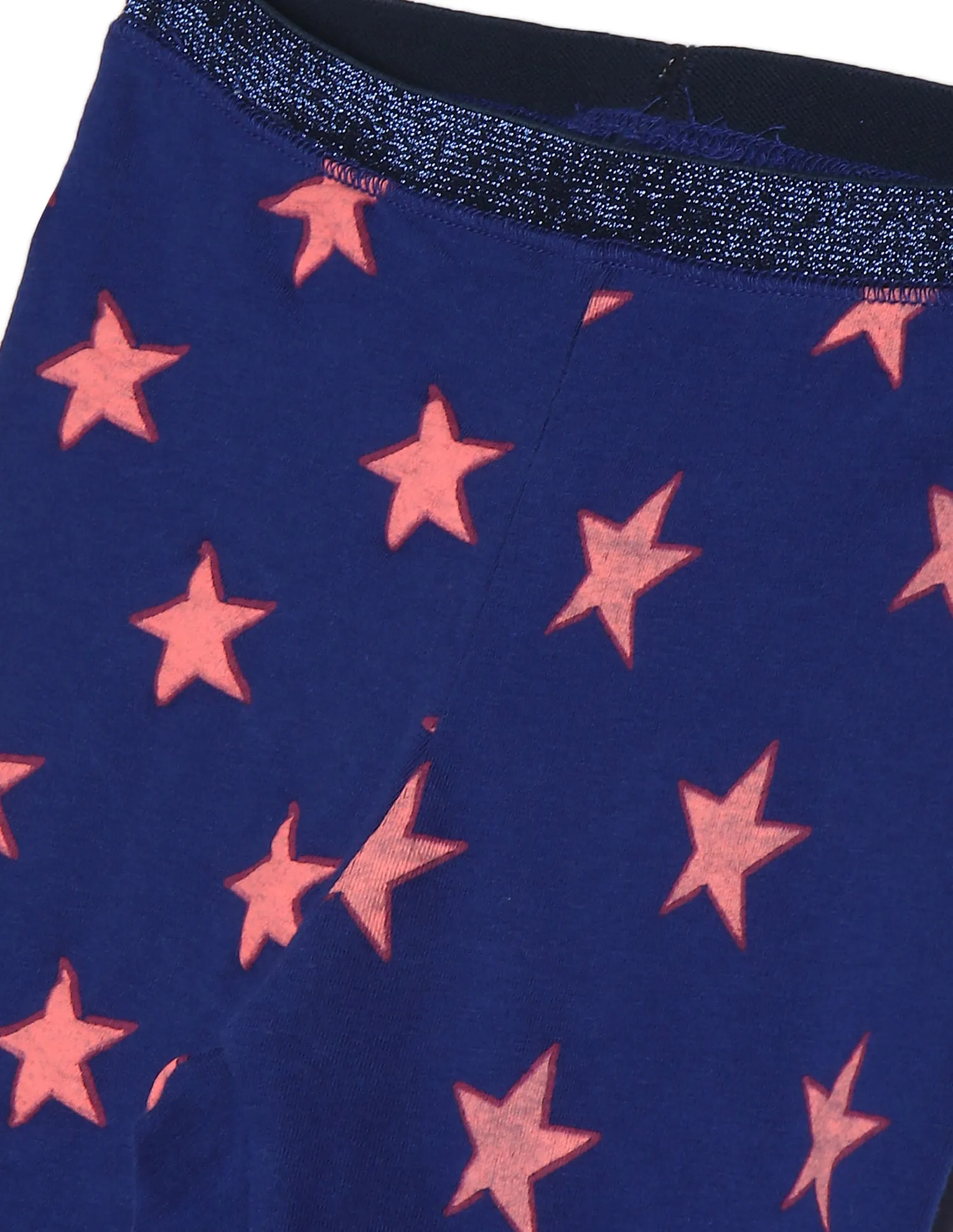 Glitter Waistband Star Print Leggings