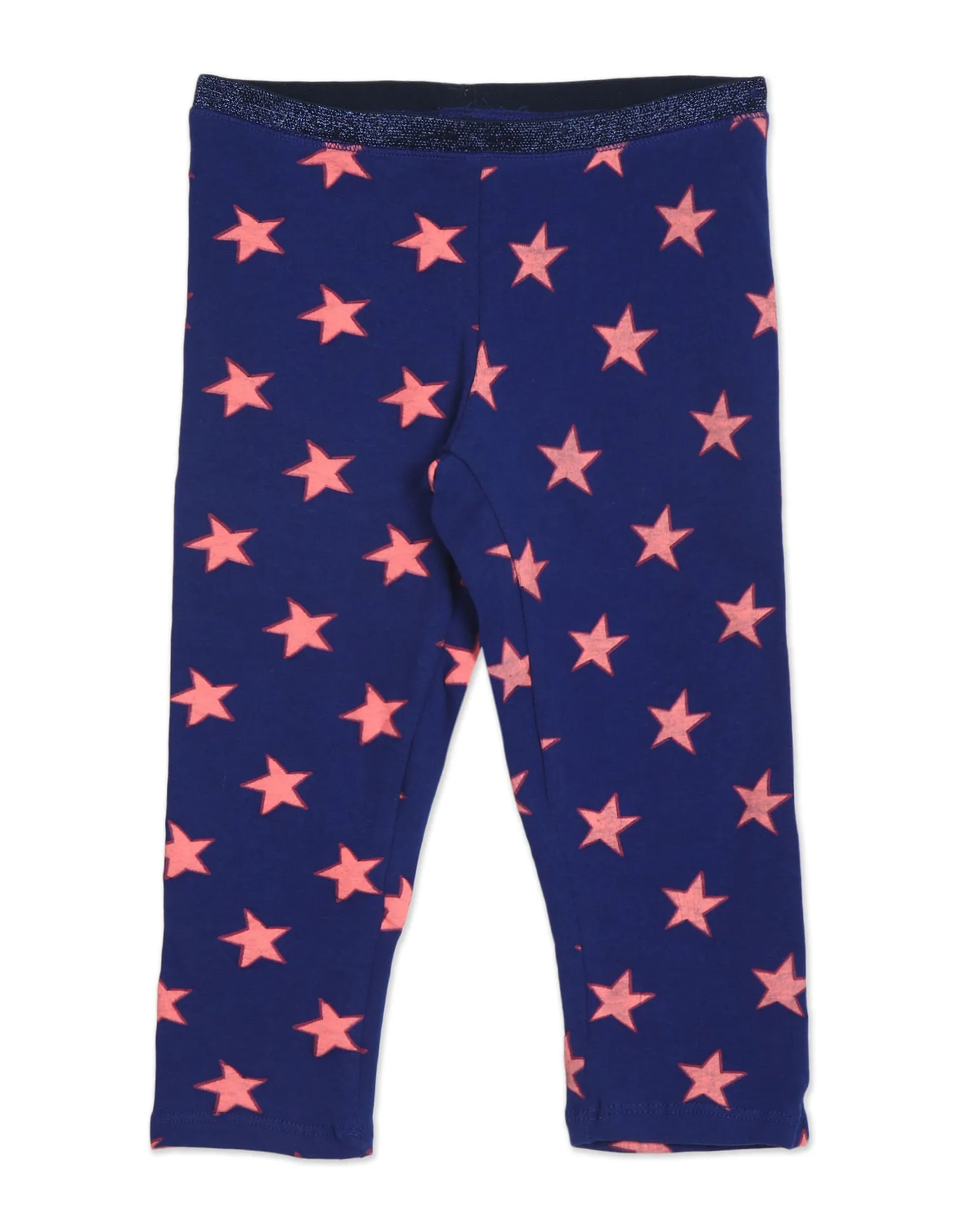 Glitter Waistband Star Print Leggings