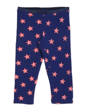 Glitter Waistband Star Print Leggings