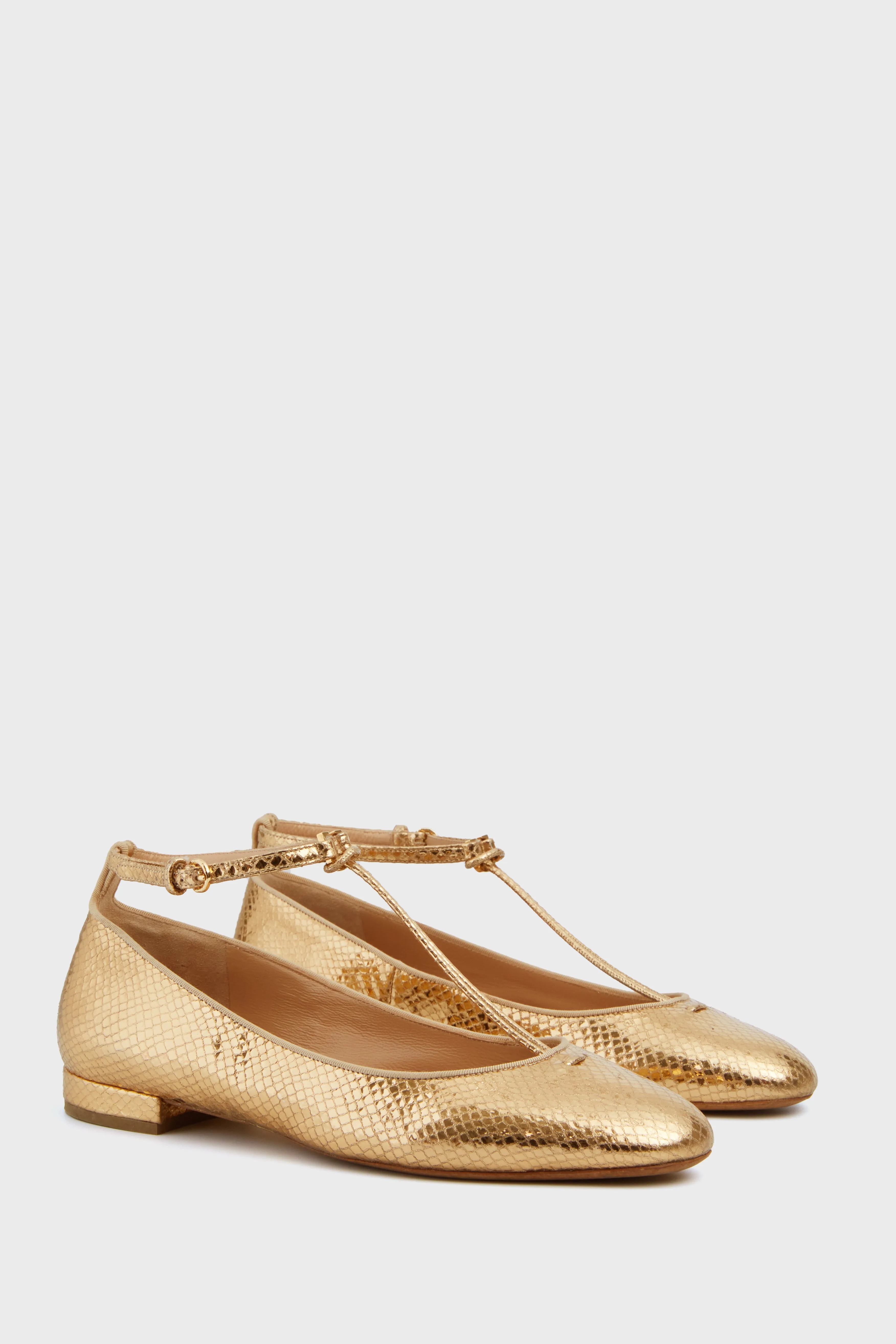 Gold Mary Jane Ballet Flats