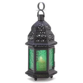 Green Glass Moroccan Candle Lantern