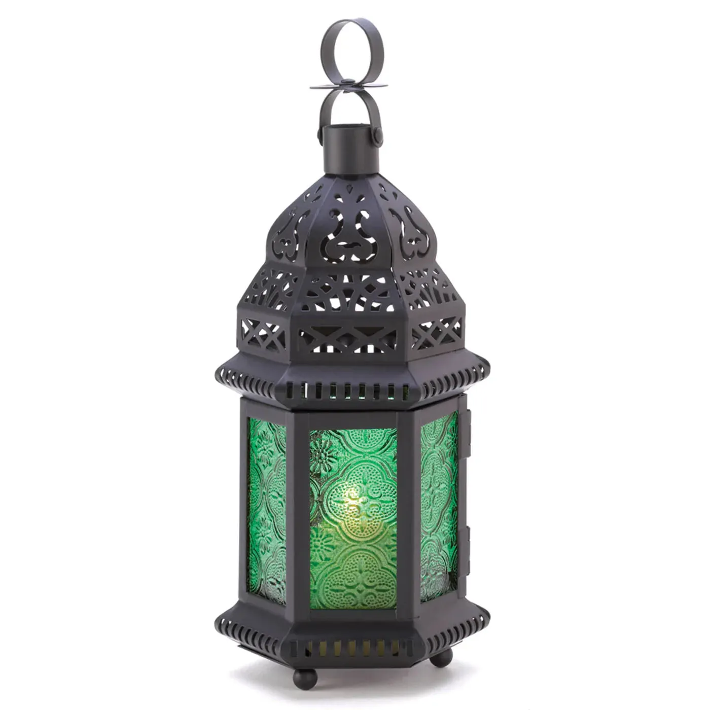 Green Glass Moroccan Candle Lantern