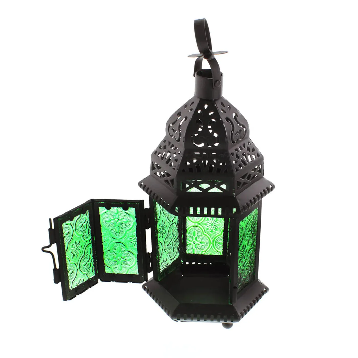 Green Glass Moroccan Candle Lantern