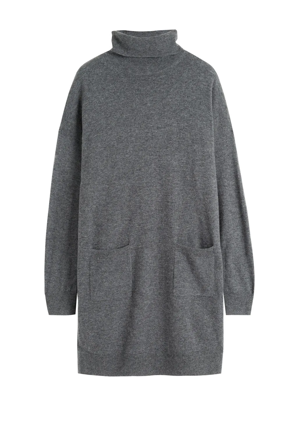 Grey Wool-Cashmere Rollneck Dress