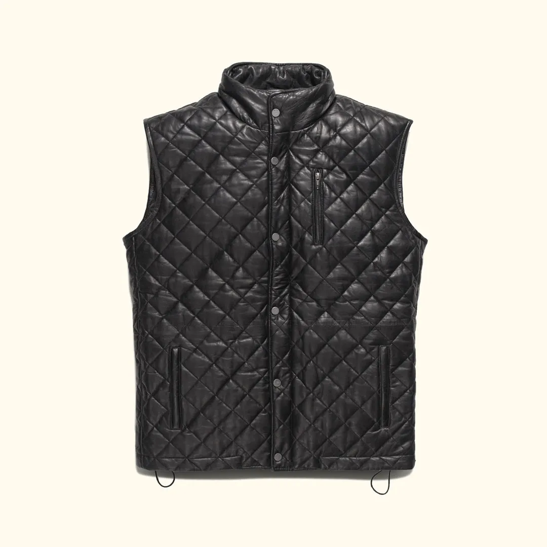 Highlands Quilted Leather Vest | Black